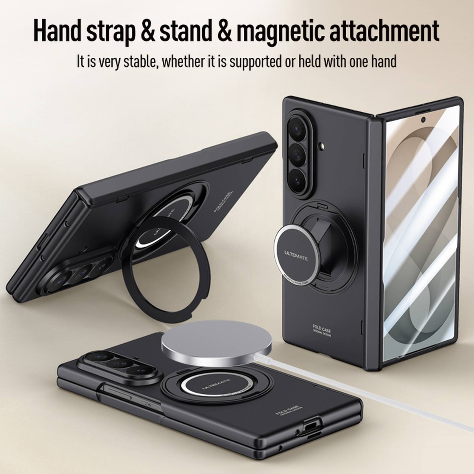 Hand strap & stand & magnetic attachment  
It is very stable, whether it is supported or held with one hand  

LALTEMATE FOLD CASE - REN PDCA