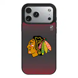 Keyscaper - NHL - Chicago Blackhawks Linen Logo iPhone Magnetic Bump Case - 15 - Black