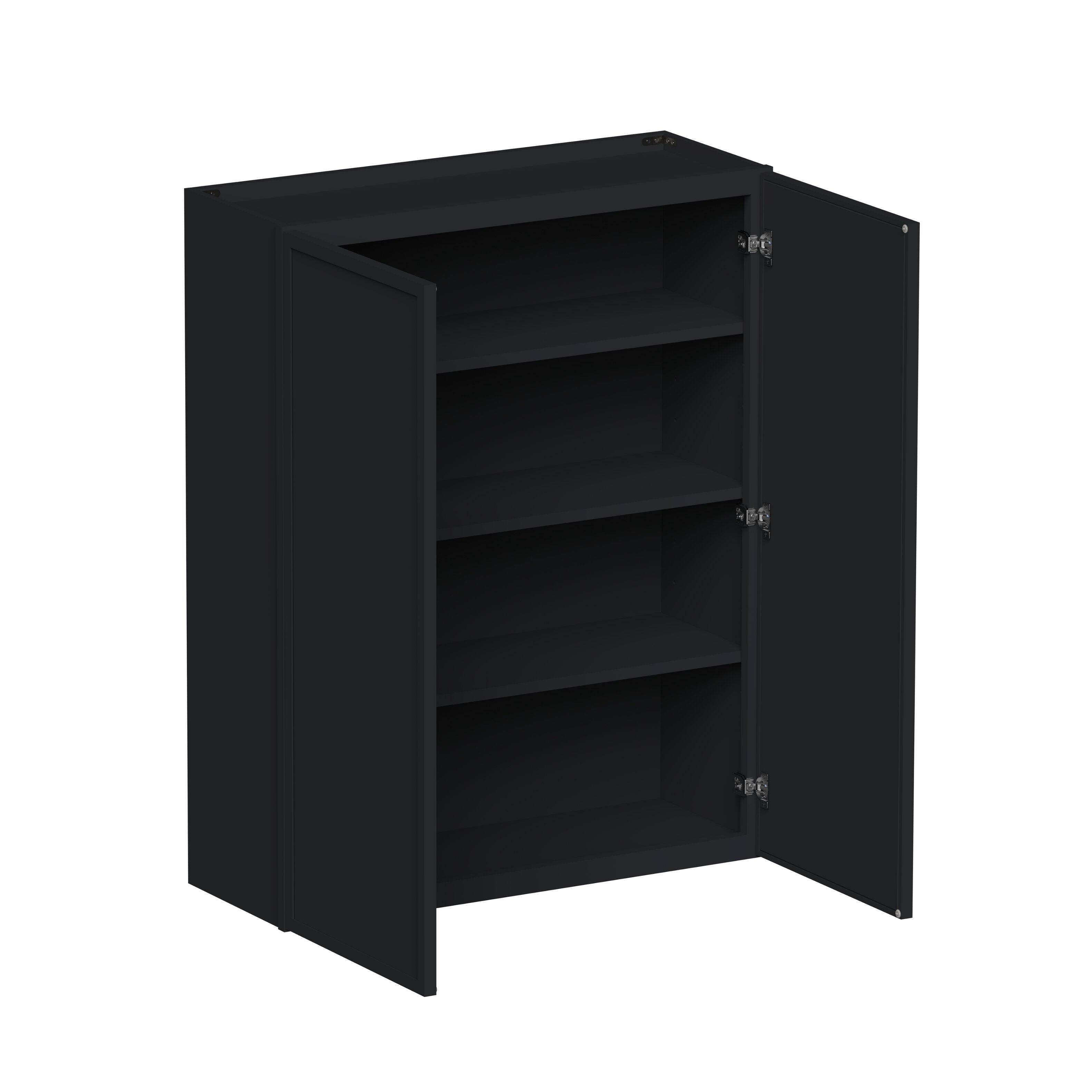 Angle. Boyel Living - 33-in W x 42-in H x 12-in D Shaker RTA Kitchen Wall Cabinet with Soft-Close - Black.