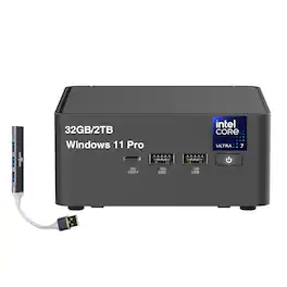 ASUS - Upgraded - NUC 15 Pro Mini Desktop (Intel Ultra 7-255H, 32GB DDR5, 2TB PCIe SSD, Intel Arc 140T, Win 11 Pro) w/USB Hub - Black