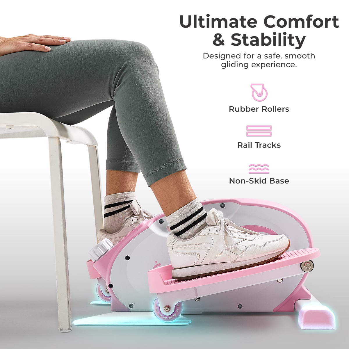 Sunny Health & Fitness Smart Under Desk Mini Elliptical Exercise