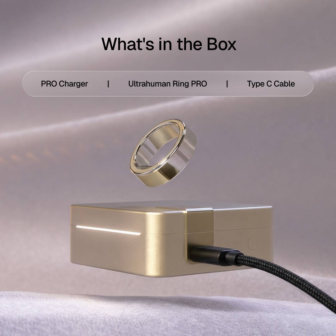 What's in the Box
- PRO Charger
- Ultrahuman Ring PRO
- Type C Cable
