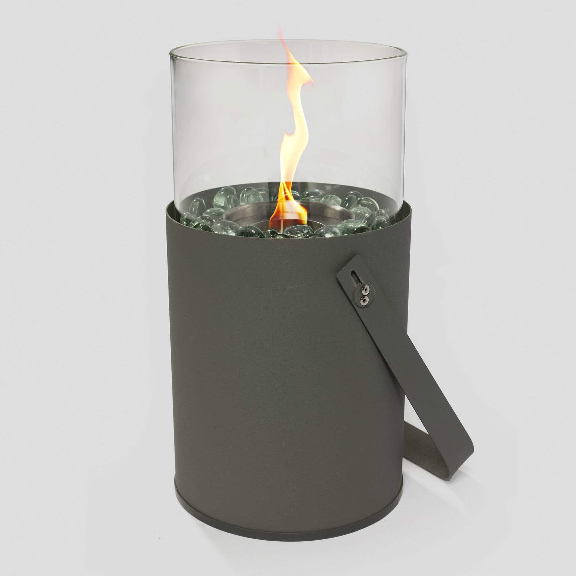Spaco - Grey Mini Fire Pit, Portable Tabletop Ethanol Fireplace for Indoor and Garden, Home Decor - Gray