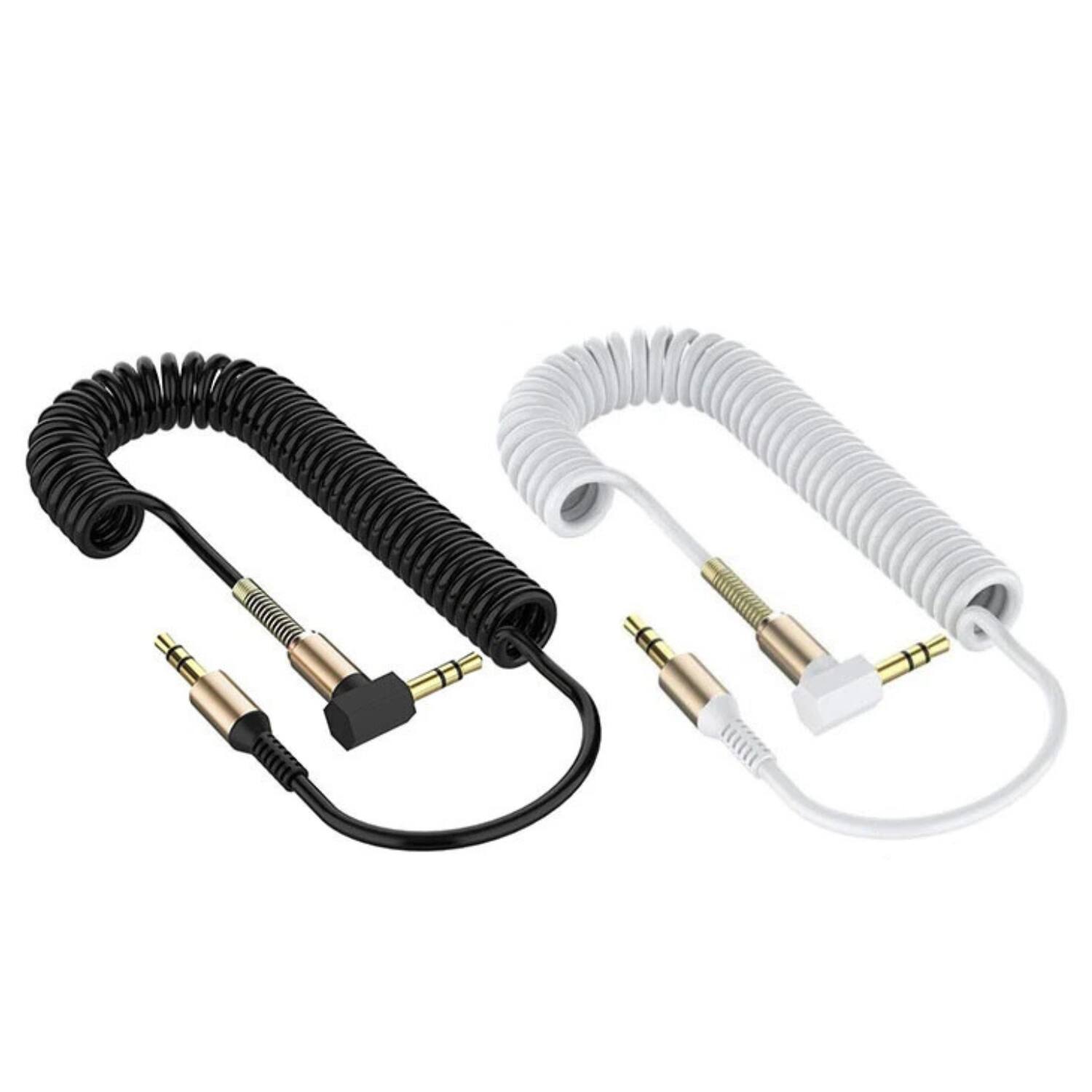 Front. Home Collection - 2Pcs L-Shaped 3.5mm Male to Male AUX Cable - Black and White.