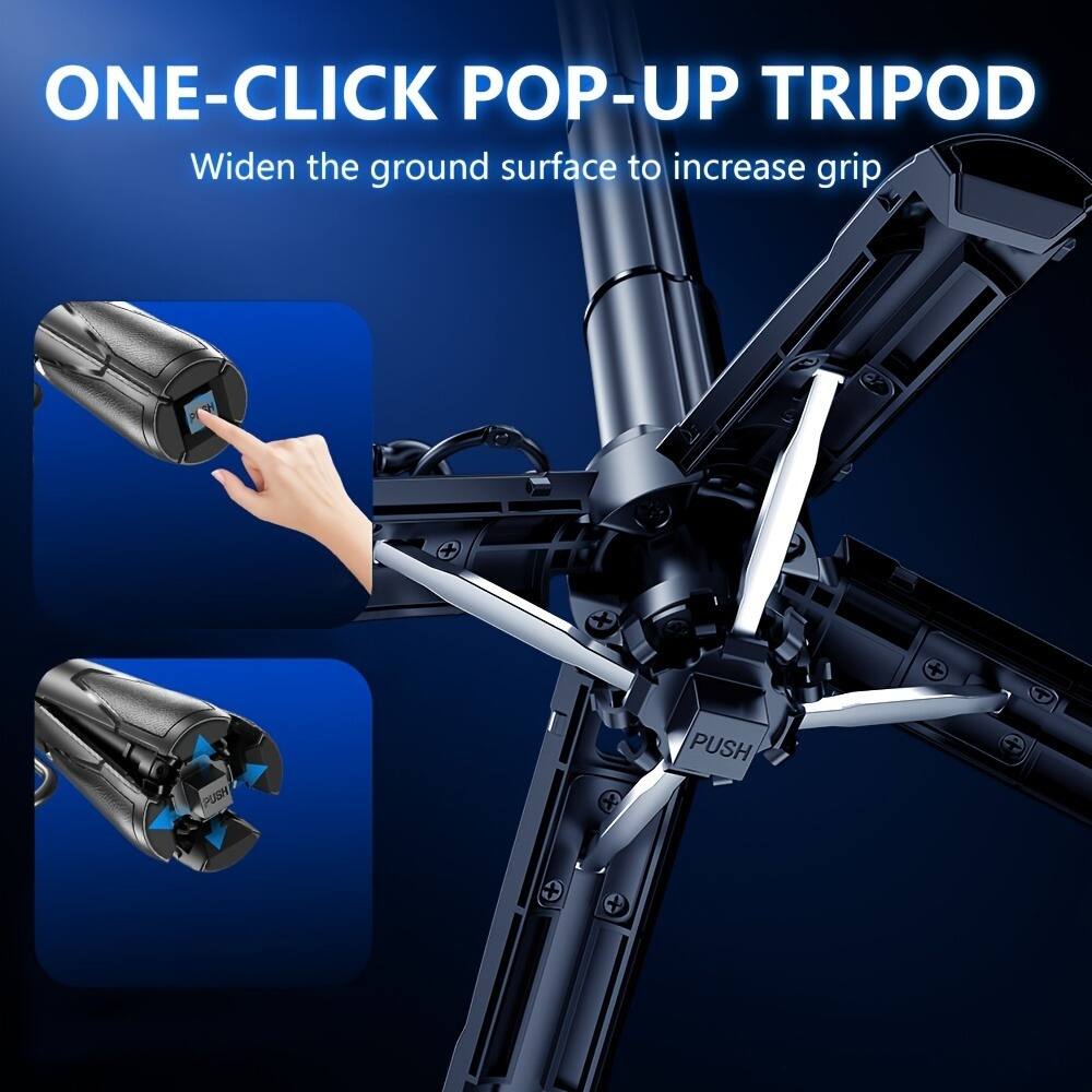 ONE-CLICK POP-UP TRIPOD  
Widen the ground surface to increase grip
