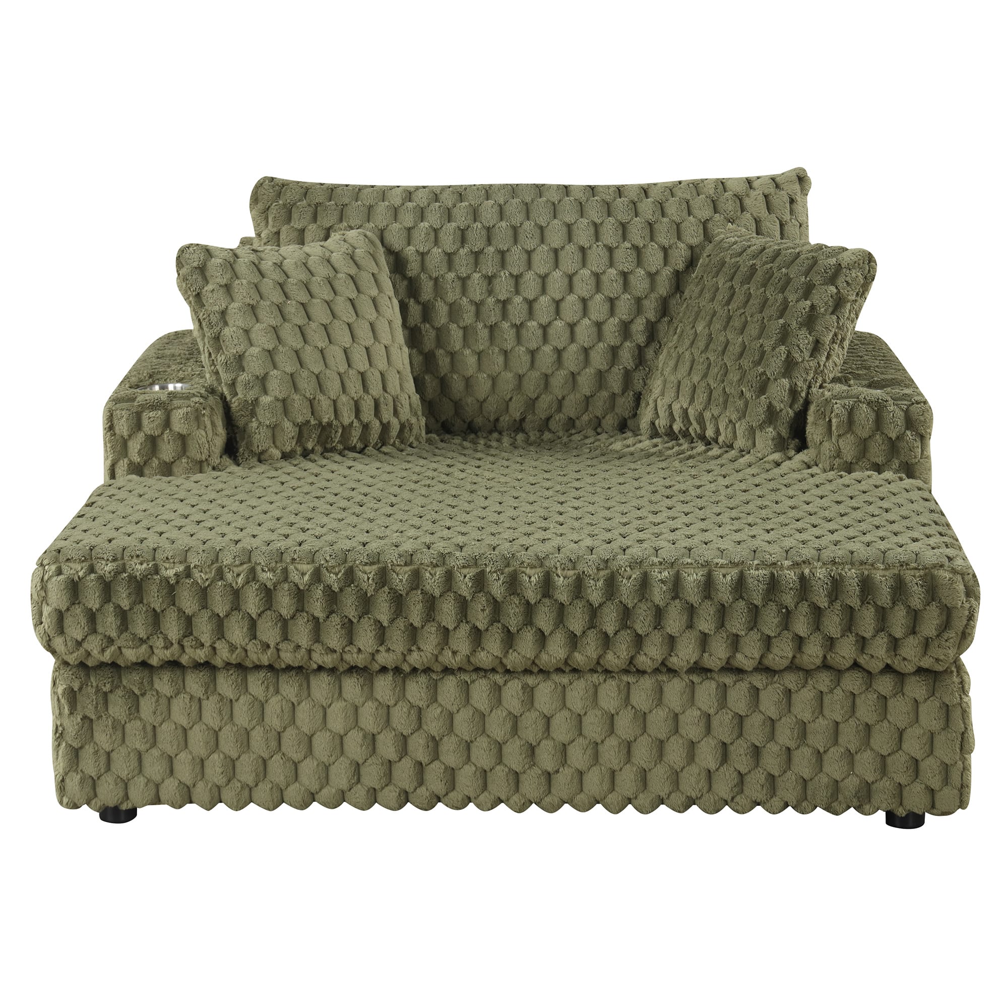 Vaczon - 58'' Oversized Chaise Lounge, Living Room Plush Sofa Bed Chair Bed, Sleeper Couch Bed With Storage Space, Office Daybed - Green