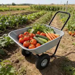 Whisen - Outdoor Garden Cart Two-Wheeled Wagon, ABS & Steel Heavy-Duty Rolling Utility Cart for Yard and Warehouse - Gray