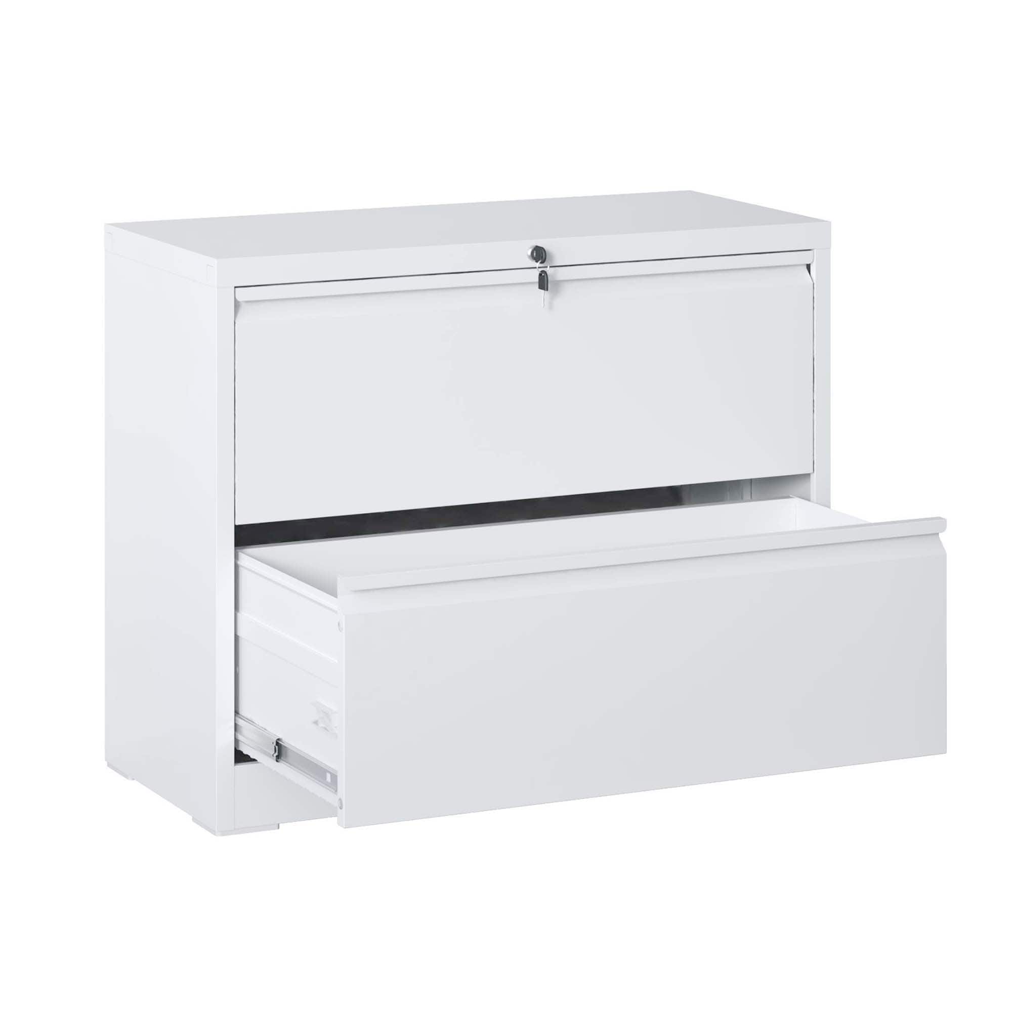 Dexmalle - Dexmalle-Lateral File Cabinet 2 Drawer with Lock-White