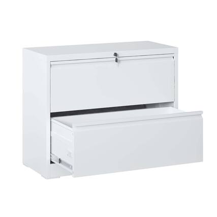 Front. APRILSOUL - Lateral File Cabinet 2 Drawer White Filing Cabinet with Lock Lockable File Cabinet for Home Office - White.