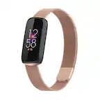 Front. StrapsCo - Milanese Bracelet Stainless Steel Watch Band Strap For Fitbit Luxe - Rose Gold.