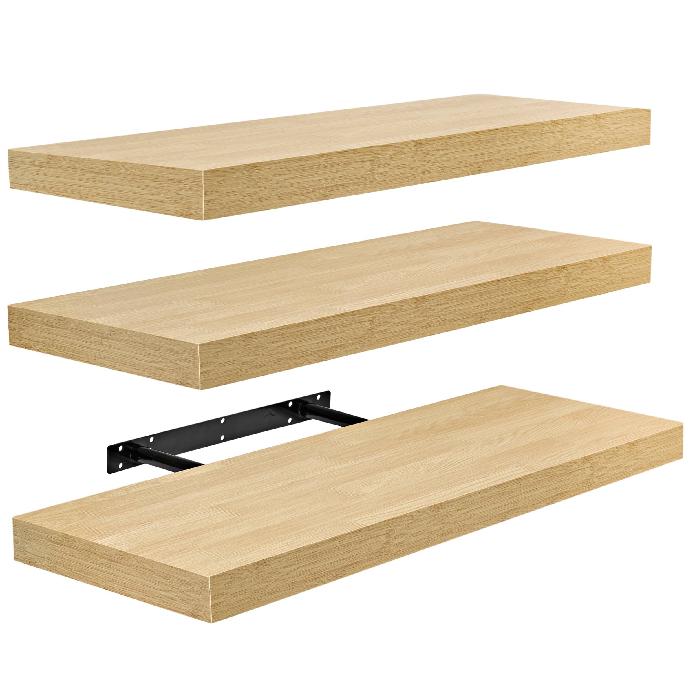 Alt View 5. Sorbus - Set of 3 (24"x9") Sorbus Floating Shelves with Invisible Brackets - for Bedroom, Kitchen Decor, Bathroom Shelves - Maple.