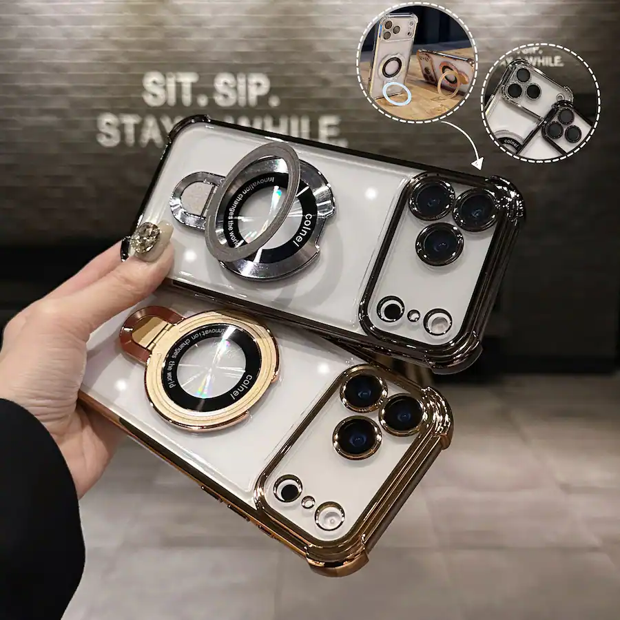 Dteck Built in Camera Lens Protector Plating Shockproof Mag Safe Phone ...