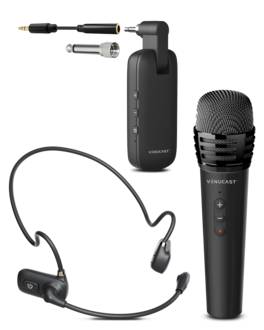 Venucast - FreeMic Duo Wireless Headset and Handheld Microphone System for Powered Speakers and Mixers