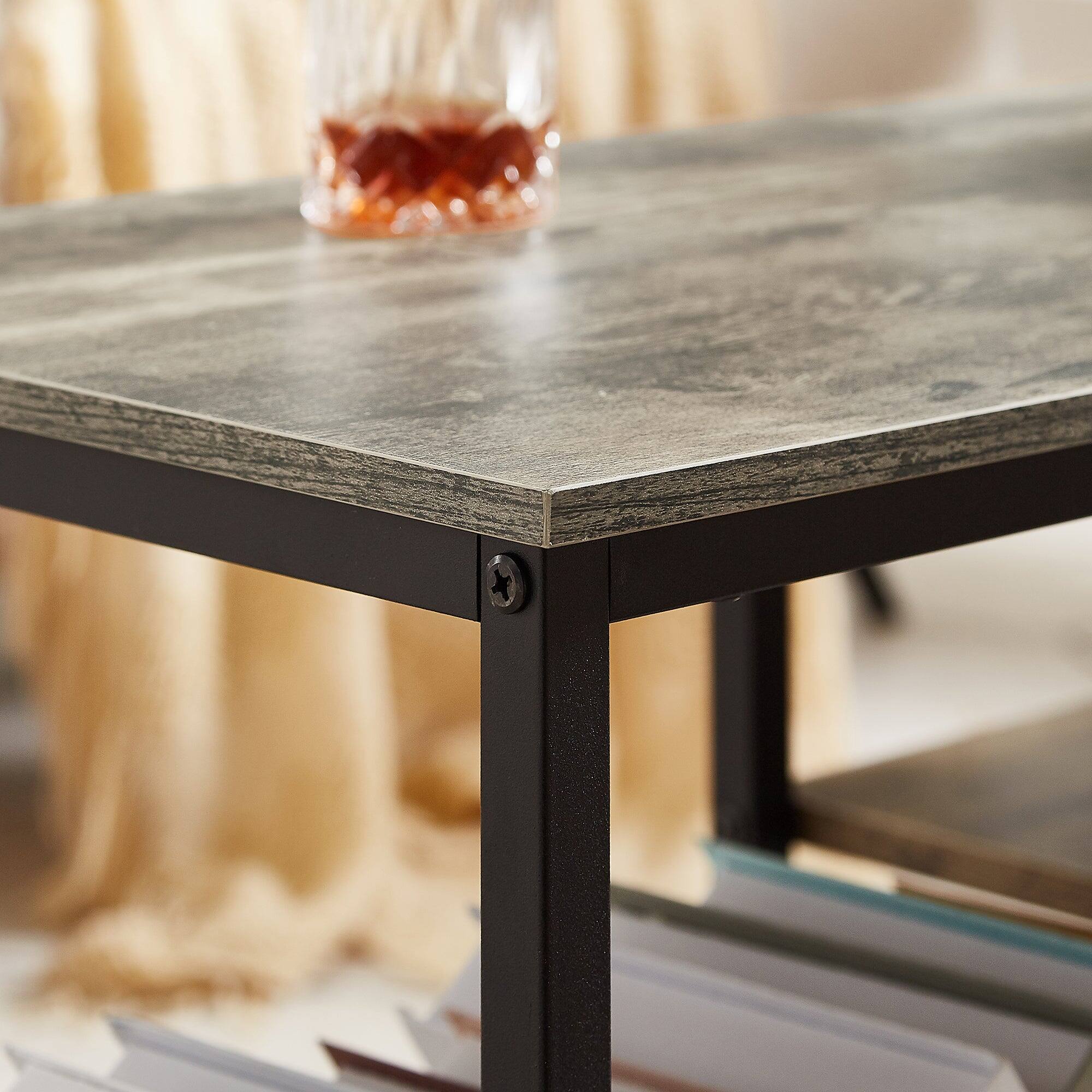 Left. Vecelo - Industrial TV Stand with Power Outlets and USB Ports – Modern Open Shelf Media Console Table for Living Room - 55" Grey.