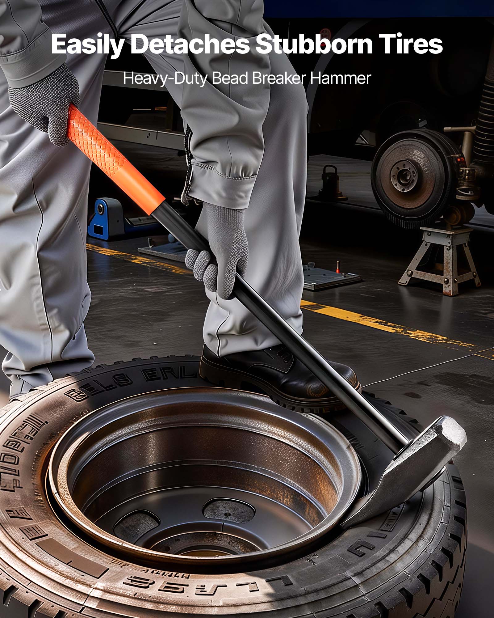 Easily Detaches Stubborn Tires  
Heavy-Duty Bead Breaker Hammer