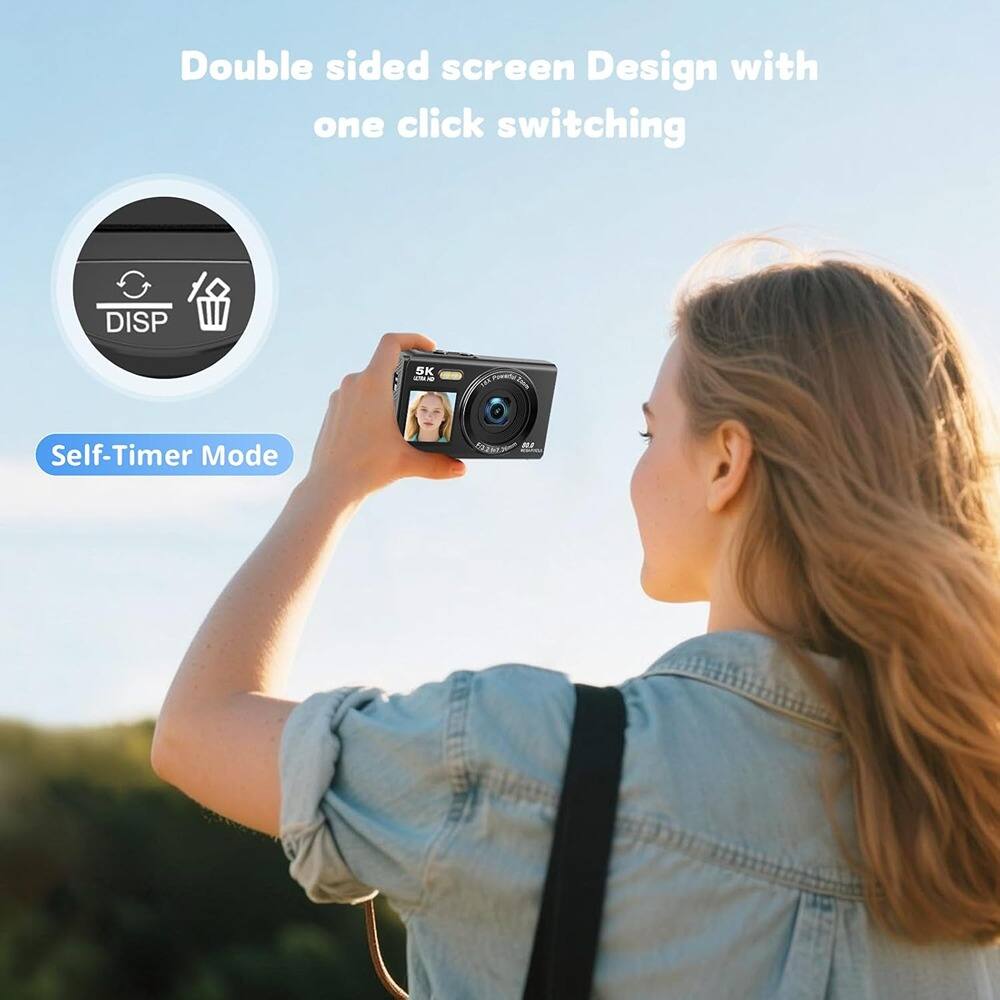 Double sided screen Design with one click switching

Self-Timer Mode