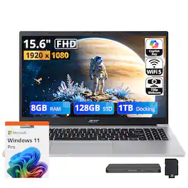 Acer - Upgraded - Aspire Lite 15 Laptop – 15.6" FHD IPS – Intel Core 3 Series 1 N350 – Intel Graphics - 8GB Onboard – 128GB PCIe SSD - Light Silver