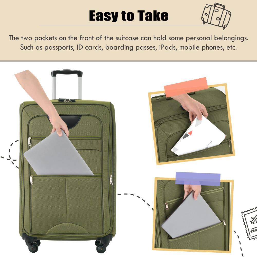 Easy to Take

The two pockets on the front of the suitcase can hold some personal belongings. Such as passports, ID cards, boarding passes, iPads, mobile phones, etc.