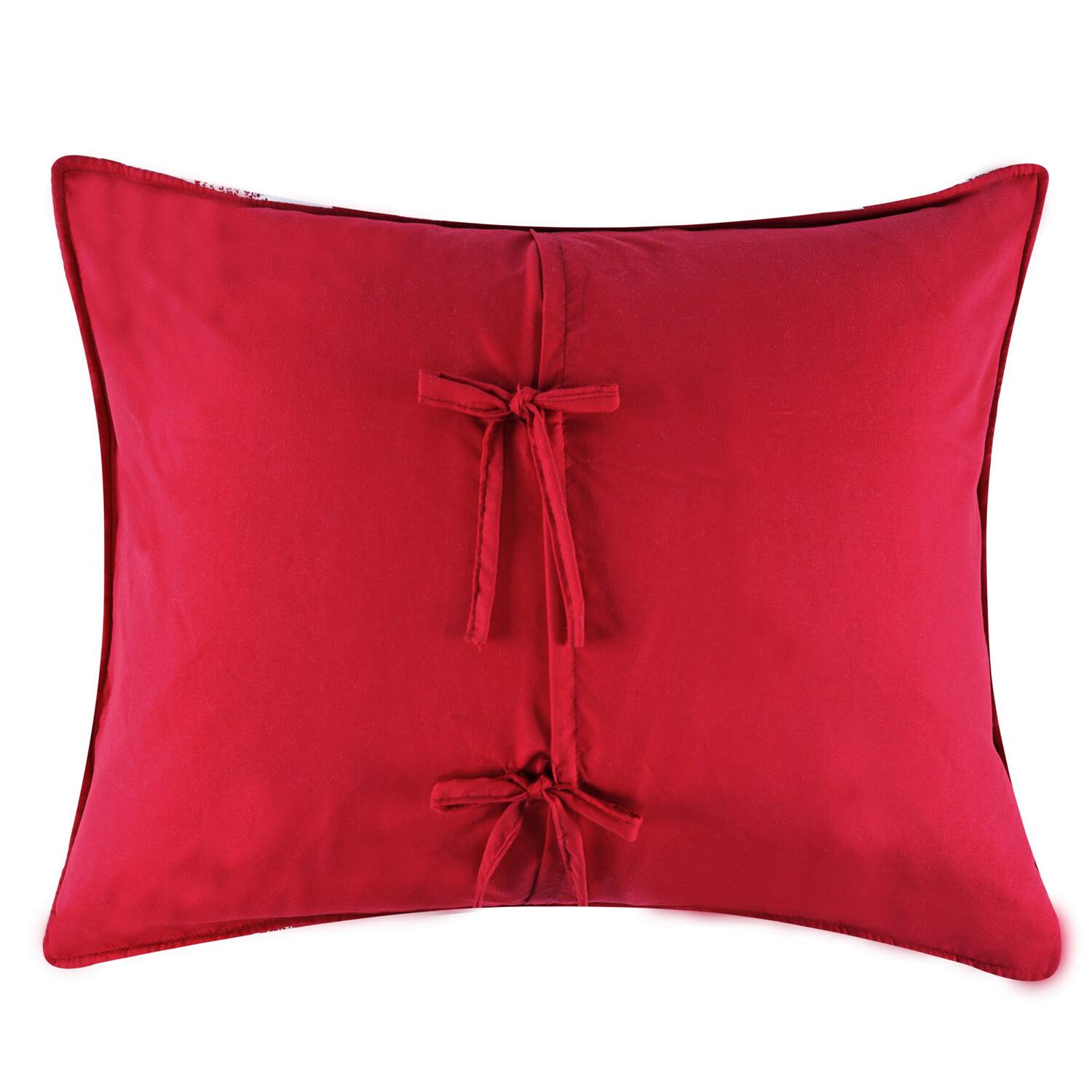 Back. Greenland Home Fashions - Greenland Home Fashions 100% Jacquard Woven Polyester Wedding Ring Sham King Red - Red.