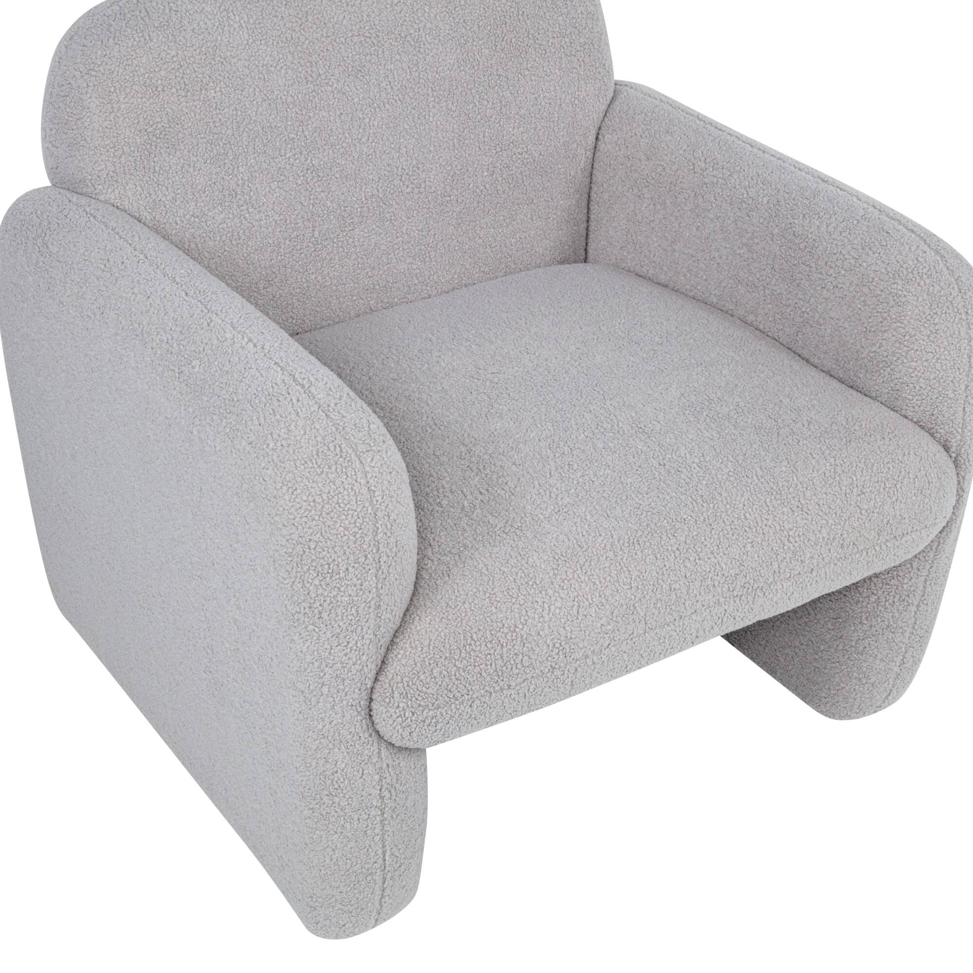 Alt View 5. GOODSILO - Minimalist Teddy Fleece Single Sofa Chair with Arms and Pillow for Living Room, Bedroom, Study - Gray.