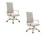 LeisureMod - Set of 2 Benmar High-Back Leather Conference Desk Office Chair with Gold Frame, Adjustable, Swivel and Tilt - Tan