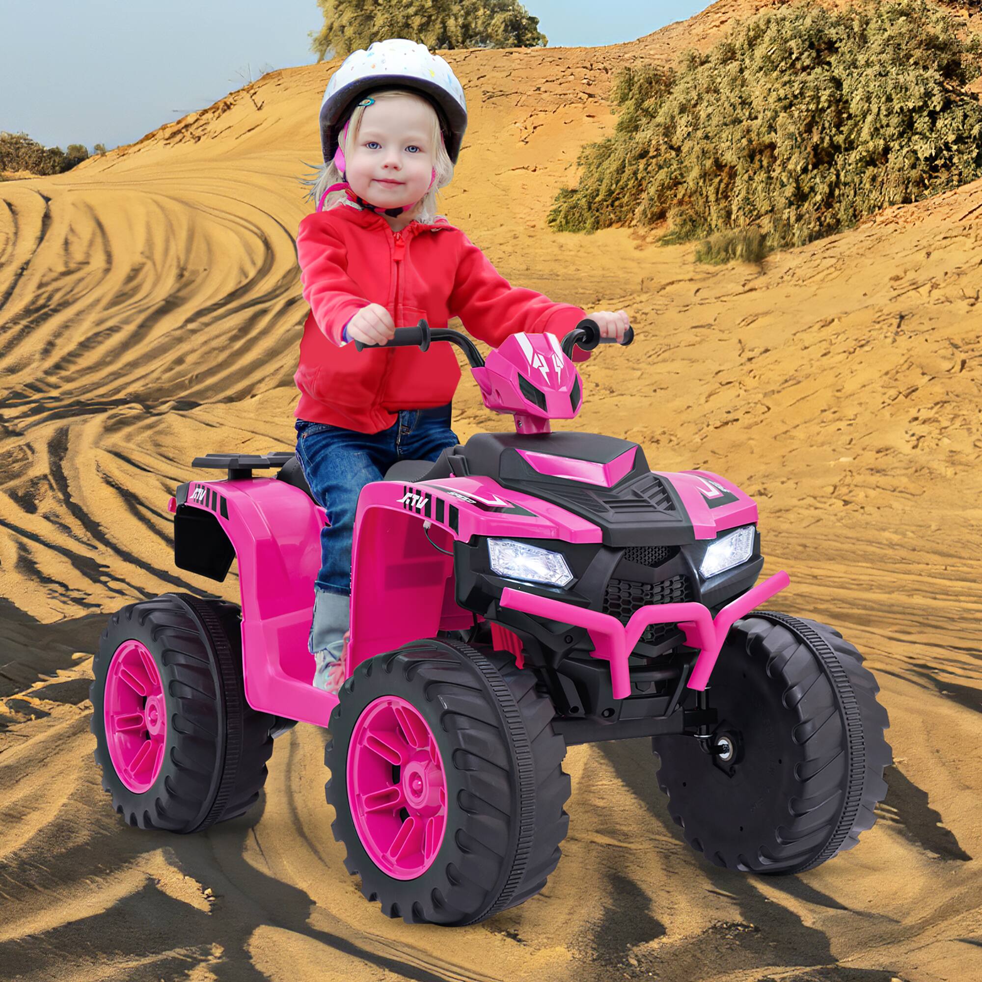 Alt View 1. Gymax - Gymax Kids Ride-On ATV 24V Battery Powered Electric Vehicle w/ Wireless Connection Music Radio Pink - Pink.