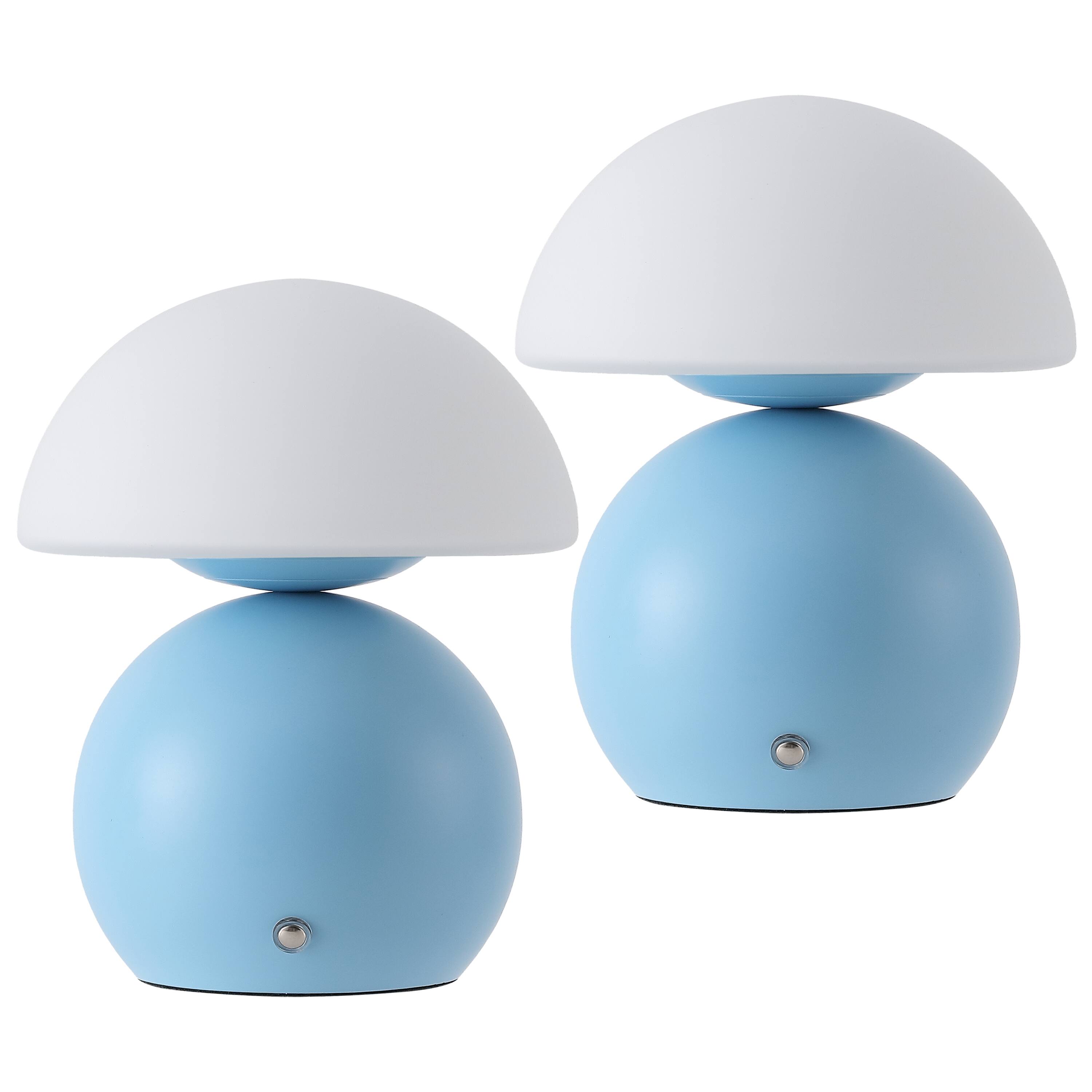 Alt View 7. Jonathan Y - Kanya 7.25" USB-C Rechargeable Table Lamp Set of 2, Tide Pool Blue Metal Base, White Glass Dome Shade and Touch Dimmer - Tide Pool Blue.