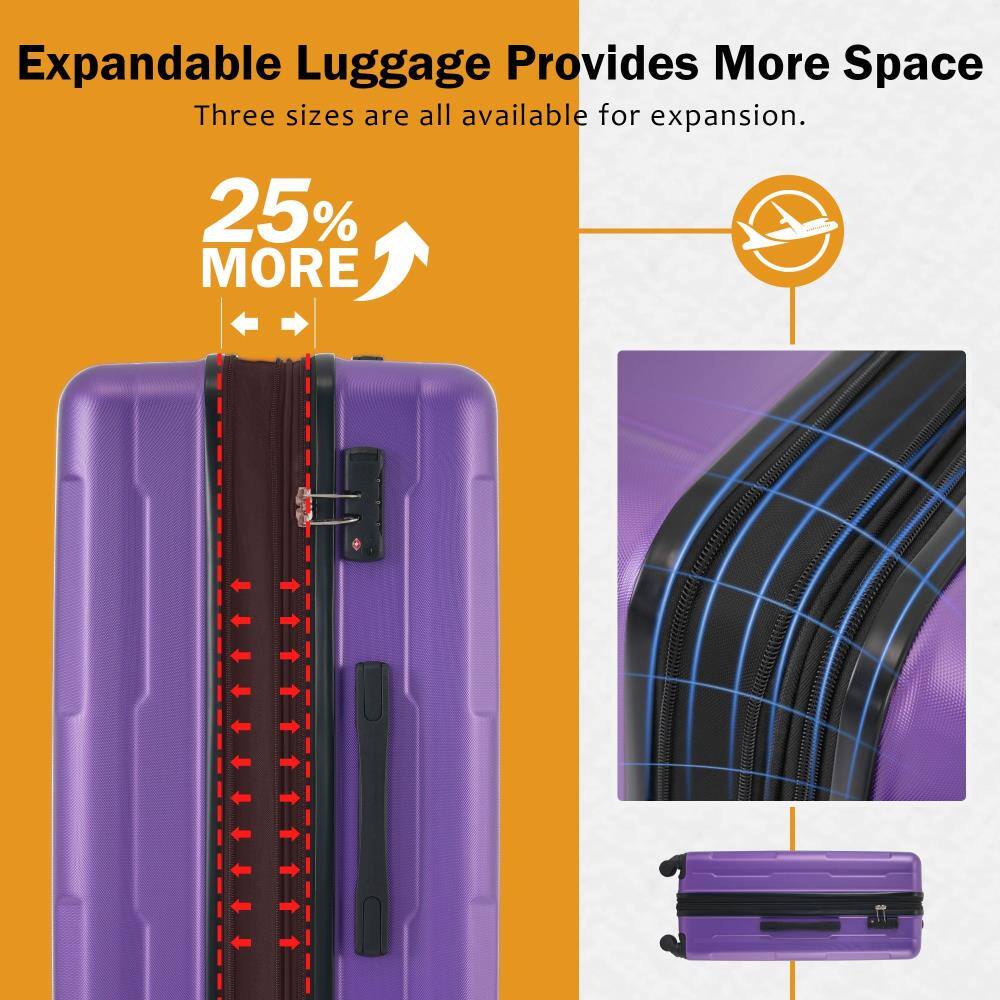 Expandable Luggage Provides More Space  
Three sizes are all available for expansion.  

25% MORE