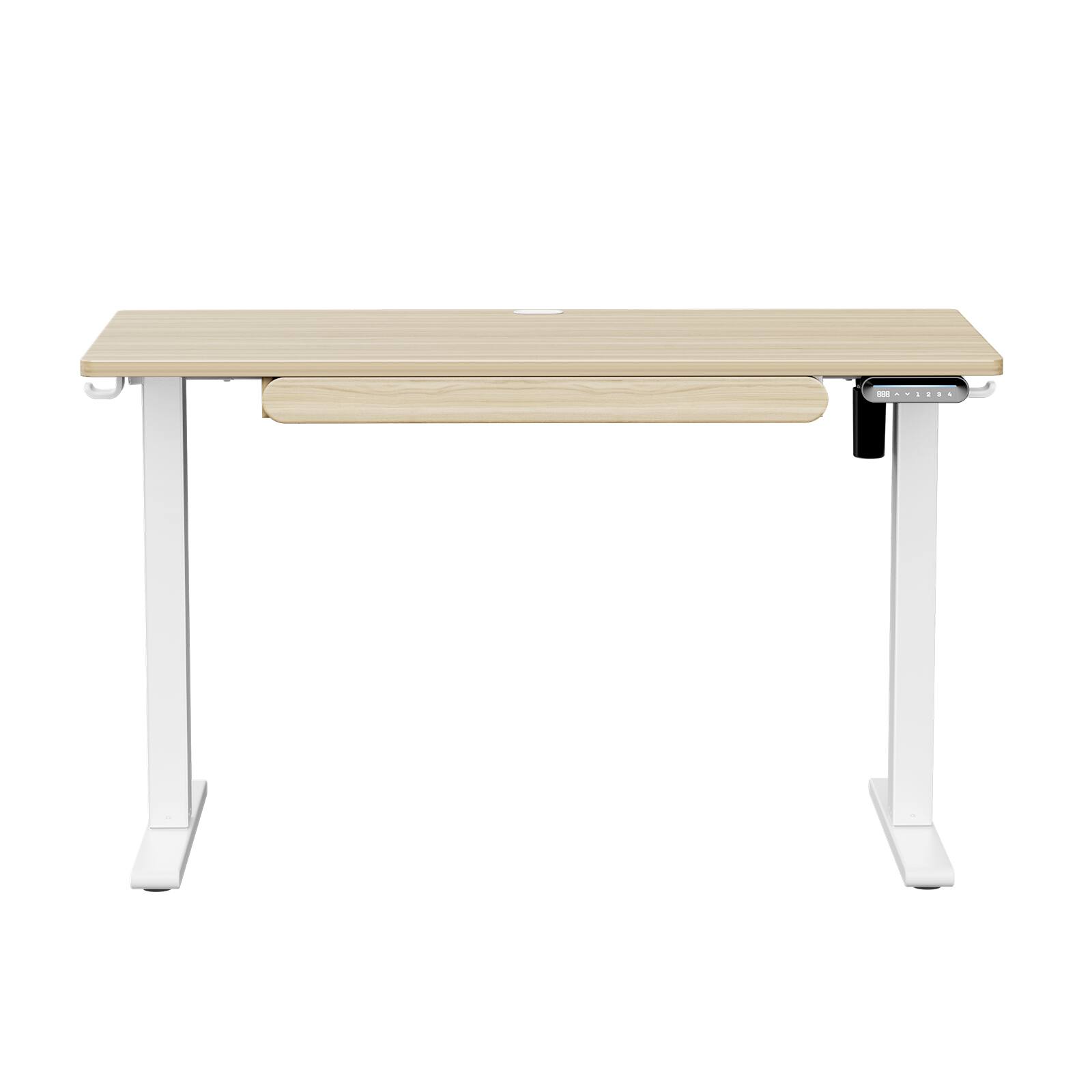 Angle. HUANUO - Adjustable Standing Desk with Storage Drawer - 48″ x 24″ - Natural.