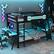 Left. Anysun - Full Size Bunk Bed with Two Built-In Gaming Desks, USB Desktop Ports & Pegboard Organizer, Gaming Bunk Frame for Gamer - Blue.