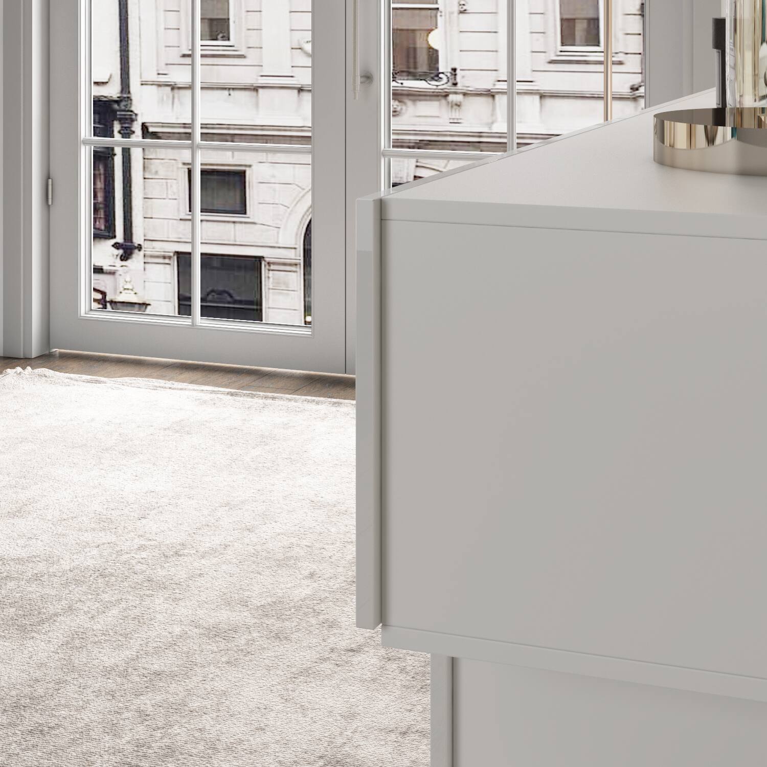 Alt View 4. Famapy - Famapy High - Gloss Storage Cabinet 6-Drawers Dresser with Sleek Sophistication - White.