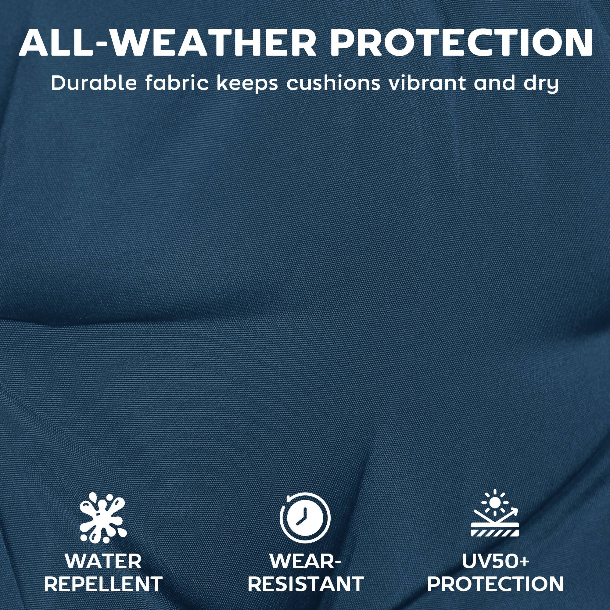 ALL-WEATHER PROTECTION  
Durable fabric keeps cushions vibrant and dry  

- WATER REPELLENT  
- WEAR-RESISTANT  
- UV50+ PROTECTION