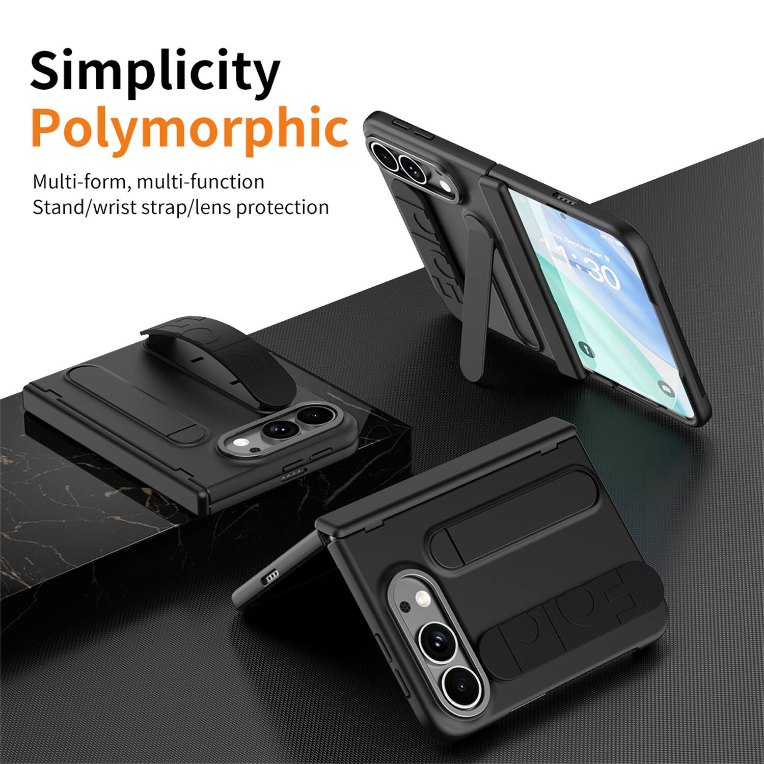 Simplicity Polymorphic  
Multi-form, multi-function  
Stand/wrist strap/lens protection