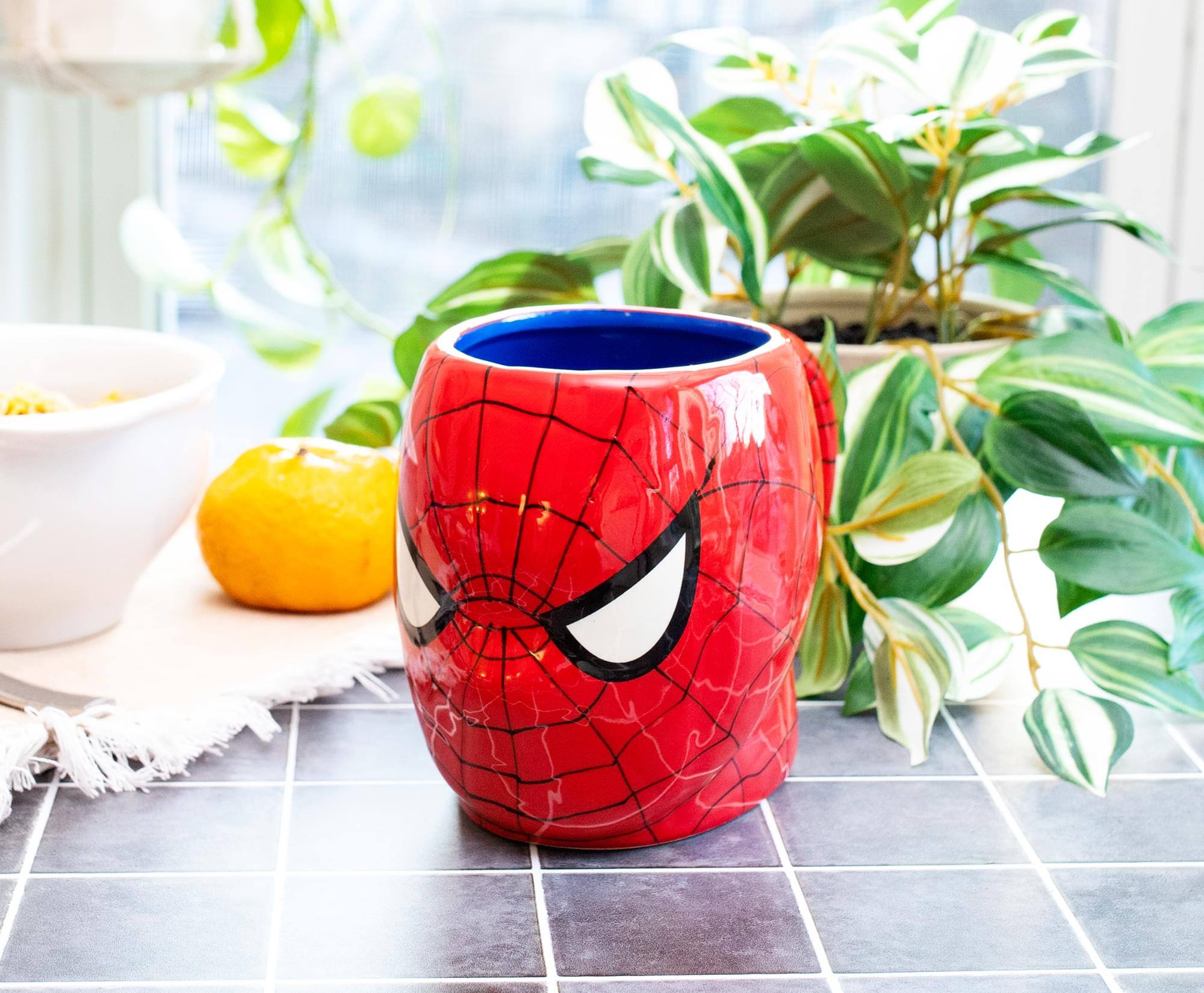 Alt View 4. Marvel - Marvel Comics Spider-Man Mask 3D Sculpted Ceramic Mug | Holds 20 Ounces - Red.