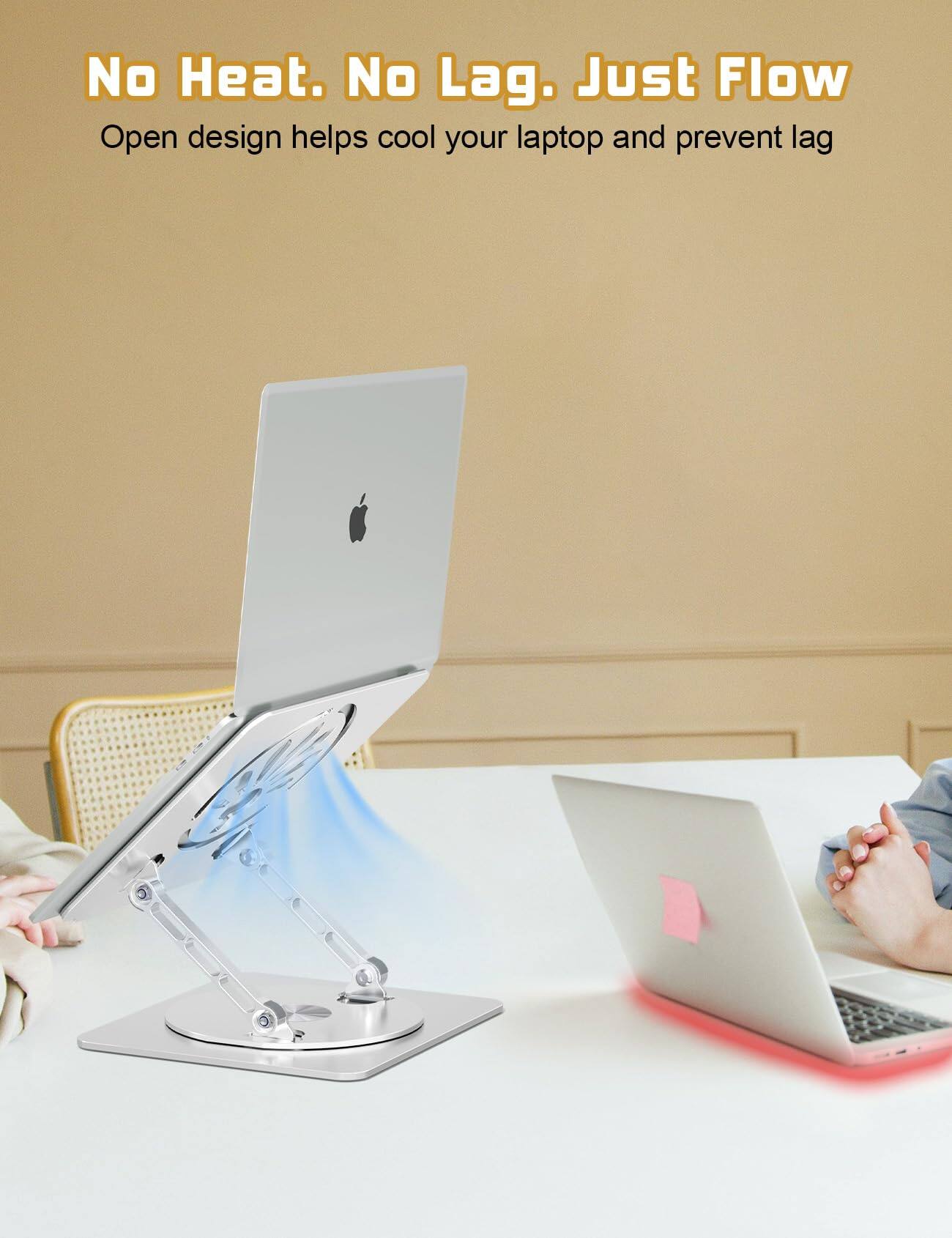 No Heat. No Lag. Just Flow  
Open design helps cool your laptop and prevent lag