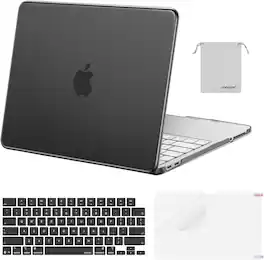 mosiso - For 2026 MacBook Neo Case 13 inch A3404 with A18 Pro Chip, Protective Hard Shell & Keyboard Cover & Screen Film & Pouch - Black