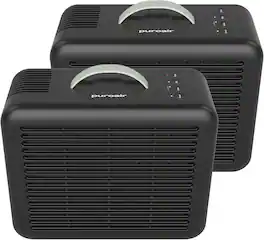 PuroAir - 100i Smart HEPA Air Purifier for Bedroom 2-Pack - Covers Up To 550 Sq Ft - Black