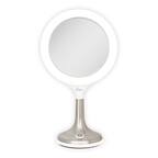 Front. Zadro - Solana, LED Lighted Makeup Mirror with 8X/1X Magnifications & Touch Controls - White.