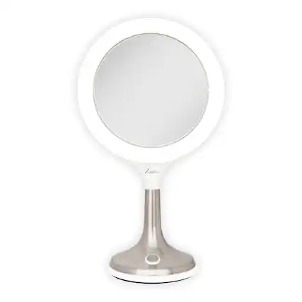 Front. Zadro - Solana, LED Lighted Makeup Mirror with 8X/1X Magnifications & Touch Controls - White.