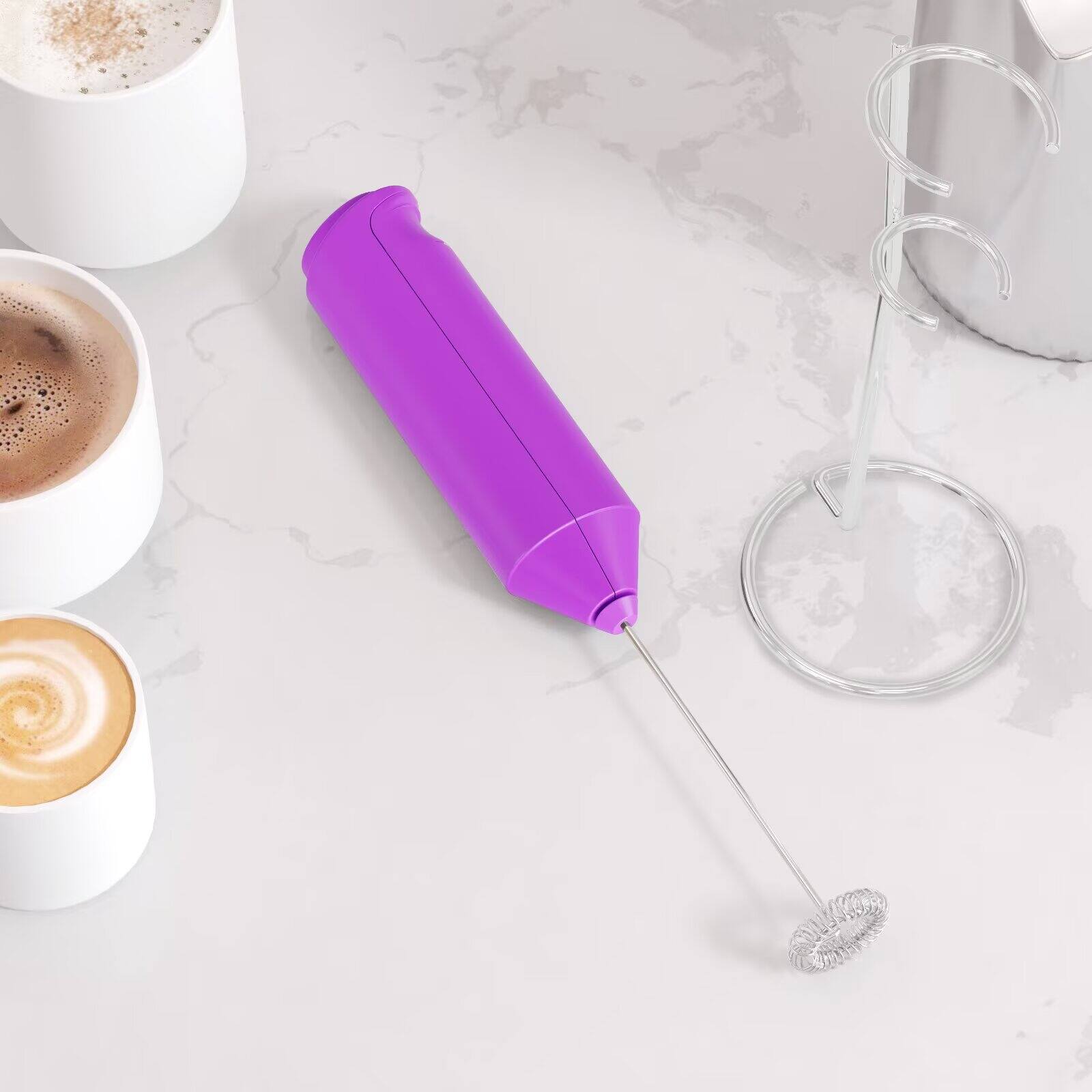 Tooloton - Handheld Milk Frother, Mini Foam Maker for Coffee, Matcha and Hot Chocolate, Stand Included - Light Purple