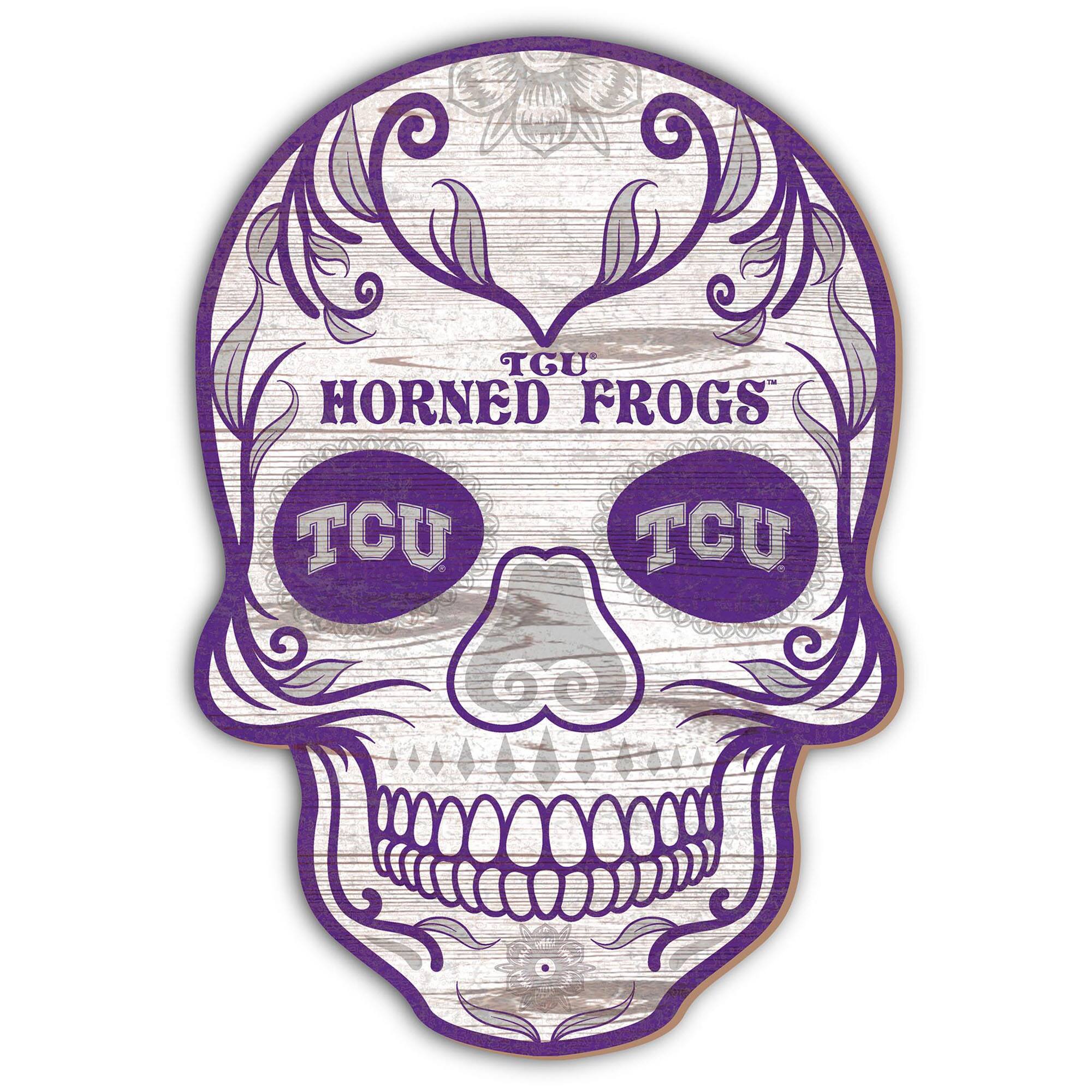 TCU Horned Frogs 12'' Sugar Skull Sign