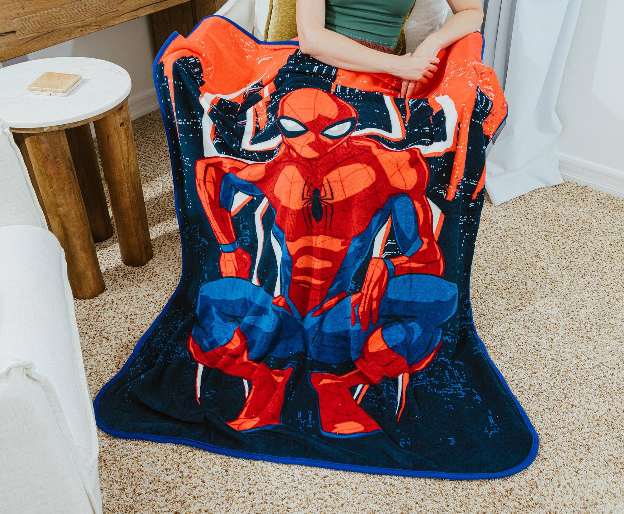 Alt View 5. Silver Buffalo - Marvel Spider-Man Skyline Pose Fleece Throw Blanket | 45 x 60 Inches - Multi-Colored.