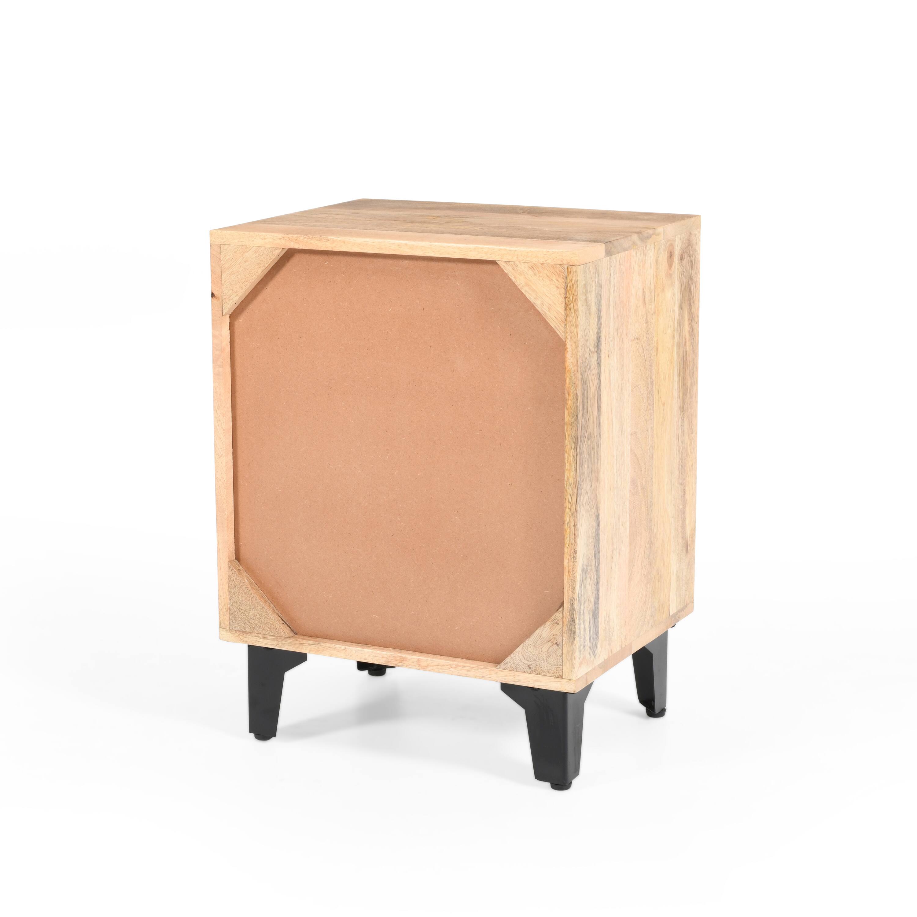 Alt View 4. Spaco - Spaco Compact Modern Nightstand, Solid Wood & MDF, Multi-Use Storage Cabinet, Gliding Drawers for Bedroom - Natural.