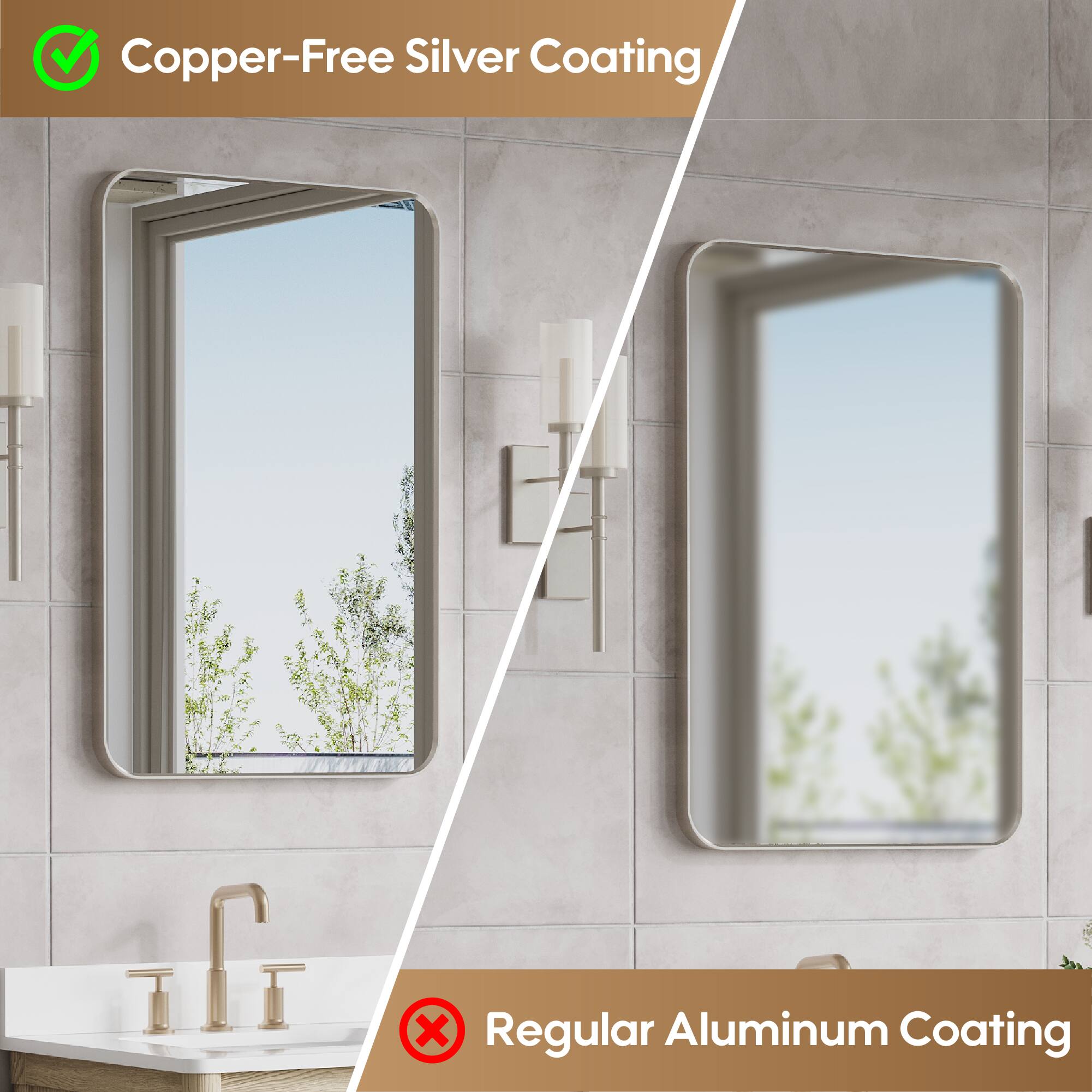 Copper-Free Silver Coating  
Regular Aluminum Coating