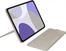 Logitech - Flip Folio Keyboard Case for iPad Pro 11-inch - Latest Model (M4 & M5), iPad Air 11-inch (M2 & M3)(5th Gen) - Sand