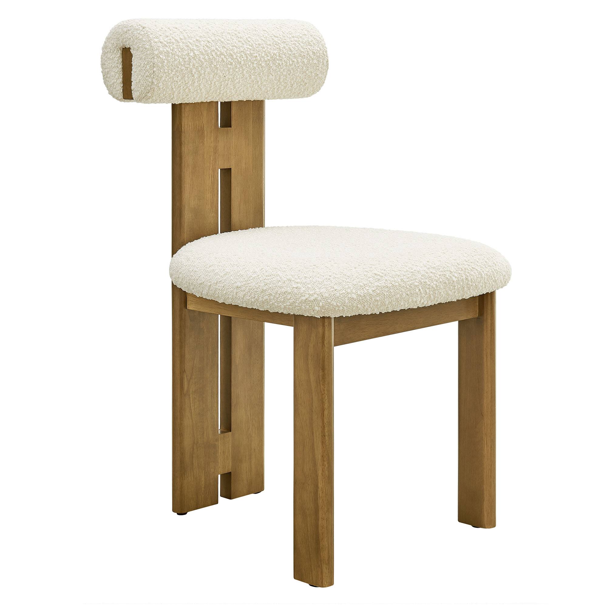 Back. Modway - Torian Boucle Fabric Dining Chair Set of 2 by Modway - White.
