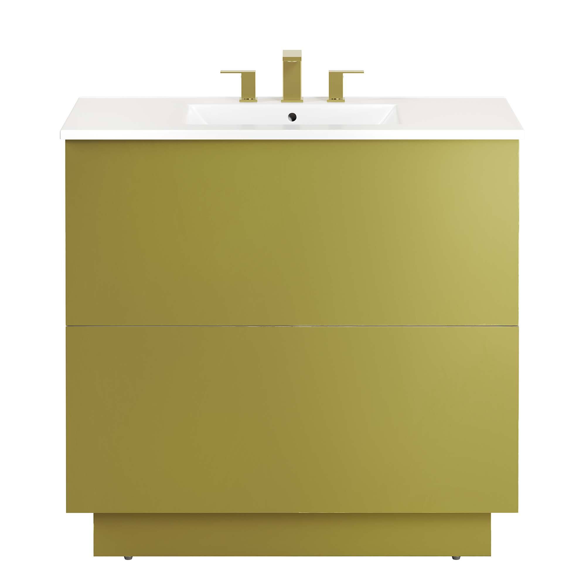 Alt View 4. Modway - Quantum Bathroom Vanity Basin Included by Modway - White Gold.