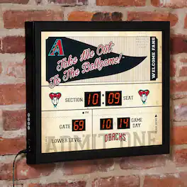 Evergreen Enterprises - Arizona Diamondbacks 15" x 19" Bluetooth Scoreboard Wall Clock - Brown