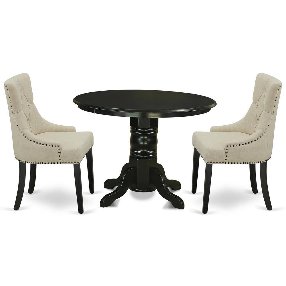 Back. East West Furniture - Dining Room Set Black - Brown.