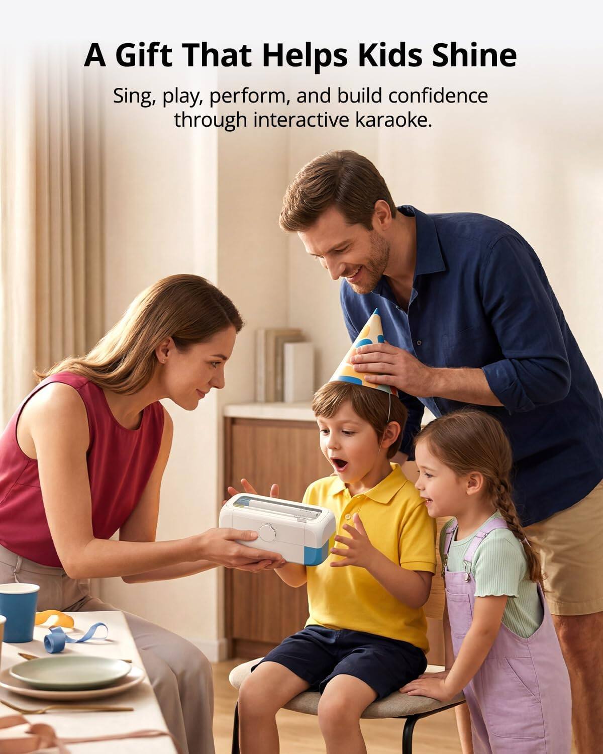 A Gift That Helps Kids Shine

Sing, play, perform, and build confidence through interactive karaoke.